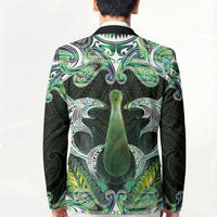 New Zealand Mere Pounamu Weapon Blazer Aotearoa Mango Paua Shell Maori Pattern