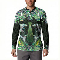 New Zealand Mere Pounamu Weapon Button Sweatshirt Aotearoa Mango Paua Shell Maori Pattern
