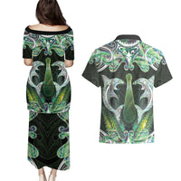 New Zealand Mere Pounamu Weapon Couples Matching Puletasi and Hawaiian Shirt Aotearoa Mango Paua Shell Maori Pattern LT22 - Polynesian Pride