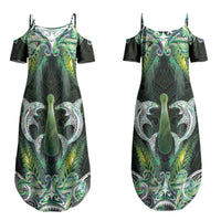 New Zealand Mere Pounamu Weapon Couples Matching Summer Maxi Dress and Long Sleeve Button Shirt Aotearoa Mango Paua Shell Maori Pattern LT22 - Polynesian Pride