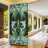 New Zealand Mere Pounamu Weapon Door Cover Aotearoa Mango Paua Shell Maori Pattern