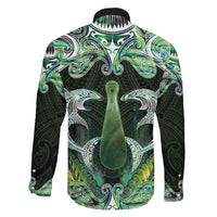 New Zealand Mere Pounamu Weapon Family Matching Summer Maxi Dress and Hawaiian Shirt Aotearoa Mango Paua Shell Maori Pattern LT22 Son's Shirt Green - Polynesian Pride