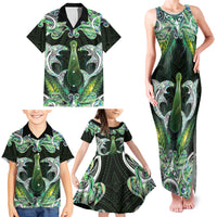 New Zealand Mere Pounamu Weapon Family Matching Tank Maxi Dress and Hawaiian Shirt Aotearoa Mango Paua Shell Maori Pattern LT22 - Polynesian Pride