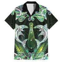 New Zealand Mere Pounamu Weapon Hawaiian Shirt Aotearoa Mango Paua Shell Maori Pattern LT22 Green - Polynesian Pride