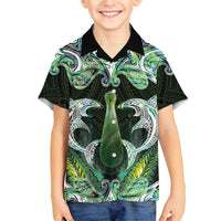 New Zealand Mere Pounamu Weapon Kid Hawaiian Shirt Aotearoa Mango Paua Shell Maori Pattern LT22 Kid Green - Polynesian Pride