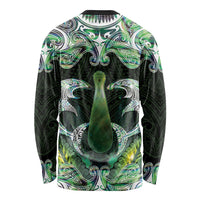 New Zealand Mere Pounamu Weapon Long Sleeve Shirt Aotearoa Mango Paua Shell Maori Pattern