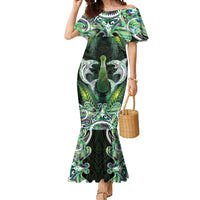 New Zealand Mere Pounamu Weapon Mermaid Dress Aotearoa Mango Paua Shell Maori Pattern LT22 Women Green - Polynesian Pride