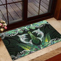 New Zealand Mere Pounamu Weapon Rubber Doormat Aotearoa Mango Paua Shell Maori Pattern