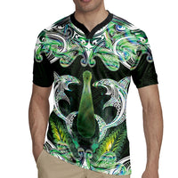 New Zealand Mere Pounamu Weapon Rugby Jersey Aotearoa Mango Paua Shell Maori Pattern