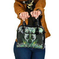 New Zealand Mere Pounamu Weapon Shoulder Handbag Aotearoa Mango Paua Shell Maori Pattern