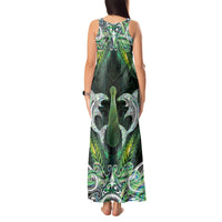New Zealand Mere Pounamu Weapon Tank Maxi Dress Aotearoa Mango Paua Shell Maori Pattern LT22 - Polynesian Pride