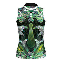 New Zealand Mere Pounamu Weapon Women Sleeveless Polo Shirt Aotearoa Mango Paua Shell Maori Pattern