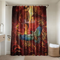 New Zealand Kea Bird Matariki Personalised Bathroom Set Silver Fern Maori Pattern LT22 Shower Curtain Only Orange - Polynesian Pride