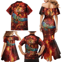 New Zealand Kea Bird Matariki Personalised Family Matching Mermaid Dress and Hawaiian Shirt Silver Fern Maori Pattern LT22 - Polynesian Pride