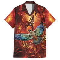 New Zealand Kea Bird Matariki Personalised Family Matching Mermaid Dress and Hawaiian Shirt Silver Fern Maori Pattern LT22 Dad's Shirt - Short Sleeve Orange - Polynesian Pride