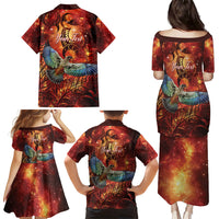 New Zealand Kea Bird Matariki Personalised Family Matching Puletasi and Hawaiian Shirt Silver Fern Maori Pattern