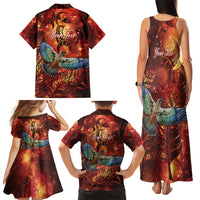 New Zealand Kea Bird Matariki Personalised Family Matching Tank Maxi Dress and Hawaiian Shirt Silver Fern Maori Pattern