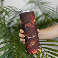 New Zealand Kea Bird Matariki Personalised Skinny Tumbler Silver Fern Maori Pattern LT22 - Polynesian Pride