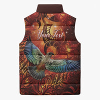 New Zealand Kea Bird Matariki Personalised Sleeveless Puffer Jacket Silver Fern Maori Pattern