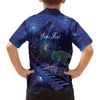 Takahe New Zealand Personalised Family Matching Short Sleeve Bodycon Dress and Hawaiian Shirt Harakeke Silver Fern Maori Pattern