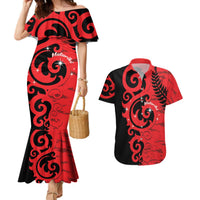 New Zealand Matariki Couples Matching Mermaid Dress and Hawaiian Shirt Maori New Year Koru Pattern
