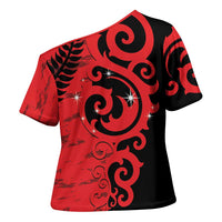 New Zealand Matariki Cross Shoulder Shirt Maori New Year Koru Pattern LT22 - Polynesian Pride