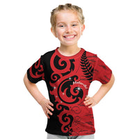 New Zealand Matariki Kid T Shirt Maori New Year Koru Pattern LT22 Red - Polynesian Pride
