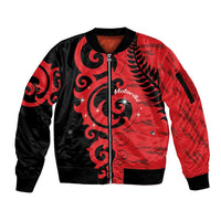 New Zealand Matariki Sleeve Zip Bomber Jacket Maori New Year Koru Pattern