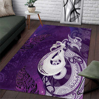 New Zealand Matariki Area Rug Maori Manaia Galaxy Silver Fern Purple Color