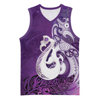 New Zealand Matariki Basketball Jersey Maori Manaia Galaxy Silver Fern Purple Color