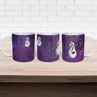 New Zealand Matariki Ceramic Mug Maori Manaia Galaxy Silver Fern Purple Color