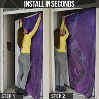 New Zealand Matariki Door Cover Maori Manaia Galaxy Silver Fern Purple Color