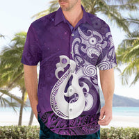 New Zealand Matariki Hawaiian Shirt Maori Manaia Galaxy Silver Fern Purple Color