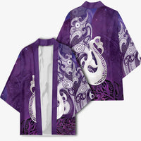New Zealand Matariki Kimono Maori Manaia Galaxy Silver Fern Purple Color