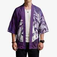 New Zealand Matariki Kimono Maori Manaia Galaxy Silver Fern Purple Color
