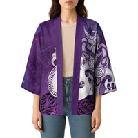 New Zealand Matariki Kimono Maori Manaia Galaxy Silver Fern Purple Color