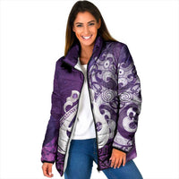 New Zealand Matariki Padded Jacket Maori Manaia Galaxy Silver Fern Purple Color