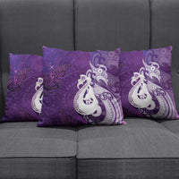 New Zealand Matariki Pillow Cover Maori Manaia Galaxy Silver Fern Purple Color