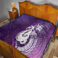 New Zealand Matariki Quilt Maori Manaia Galaxy Silver Fern Purple Color