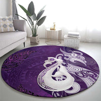 New Zealand Matariki Round Carpet Maori Manaia Galaxy Silver Fern Purple Color