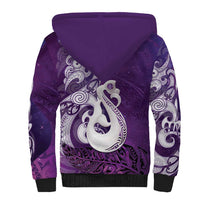 New Zealand Matariki Sherpa Hoodie Maori Manaia Galaxy Silver Fern Purple Color