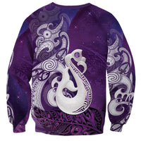 New Zealand Matariki Sweatshirt Maori Manaia Galaxy Silver Fern Purple Color