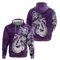 New Zealand Matariki Zip Hoodie Maori Manaia Galaxy Silver Fern Purple Color
