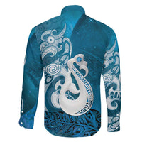 New Zealand Matariki Family Matching Long Sleeve Bodycon Dress and Hawaiian Shirt Maori Manaia Galaxy Silver Fern Blue Color LT22 - Polynesian Pride