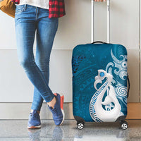 New Zealand Matariki Luggage Cover Maori Manaia Galaxy Silver Fern Blue Color
