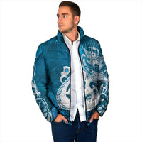 New Zealand Matariki Padded Jacket Maori Manaia Galaxy Silver Fern Blue Color LT22 - Polynesian Pride