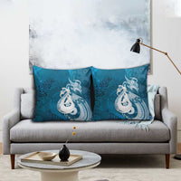 New Zealand Matariki Pillow Cover Maori Manaia Galaxy Silver Fern Blue Color