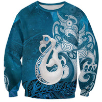 New Zealand Matariki Sweatshirt Maori Manaia Galaxy Silver Fern Blue Color LT22 Unisex Blue - Polynesian Pride