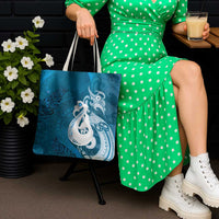 New Zealand Matariki Tote Bag Maori Manaia Galaxy Silver Fern Blue Color