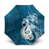 New Zealand Matariki Umbrella Maori Manaia Galaxy Silver Fern Blue Color LT22 One Size Folded 11.42 inch Opened Diameter 37.4 inch Blue - Polynesian Pride